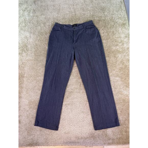 Riders Lee Trouser Pants Womens Sz 10 Gray Pinstripe Pockets Stretch No Tag E394 - Picture 1 of 11